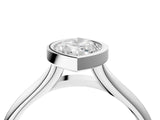 Platinum Bezel Set Marquise Solitaire Diamond Ring with Smooth Band 5