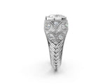 Platinum Bezel Set Oval Cut Diamond Milgrain Band Ring_15