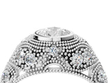 Platinum Bezel Set Pear Cut Diamond Milgrain Band Ring_17