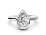 Platinum Bezel Set Pear Cut Solitaire Engagement Ring with Classic Band_7