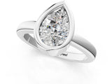 Platinum Bezel Set Pear Cut Solitaire Engagement Ring with Classic Band_8