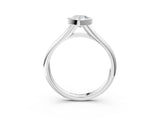 Platinum Bezel Set Pear Solitaire Diamond Ring with Smooth Band 4