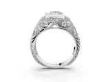 Platinum Bezel Set Princess Cut Diamond Milgrain Band Ring_16