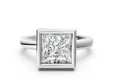 Platinum Bezel Set Princess Cut Solitaire Engagement Ring with Classic Band_7