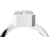 Platinum Bezel Set Radiant Cut Solitaire Engagement Ring with Classic Band_11