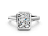 Platinum Bezel Set Radiant Cut Solitaire Engagement Ring with Classic Band_7