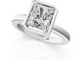 Platinum Bezel Set Radiant Cut Solitaire Engagement Ring with Classic Band_8