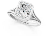 Platinum Bezel Set Radiant Cut Solitaire Ring with Tapered Band 1