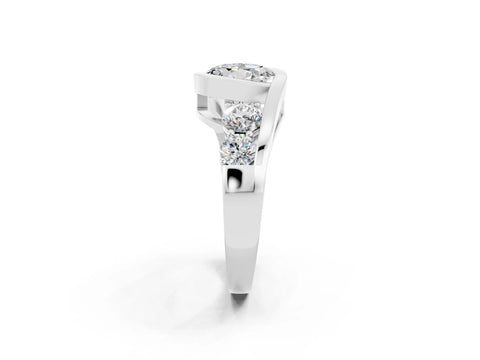 Platinum Bezel Set Round Cut Diamond Split Shank Ring_10