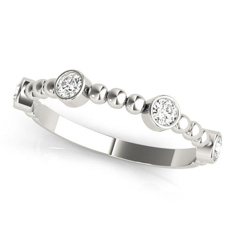 Platinum Bezel Set Round Diamond Beaded Band 1