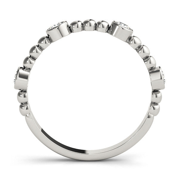 Platinum Bezel Set Round Diamond Beaded Band