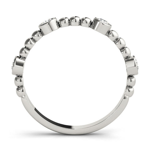 Platinum Bezel Set Round Diamond Beaded Band