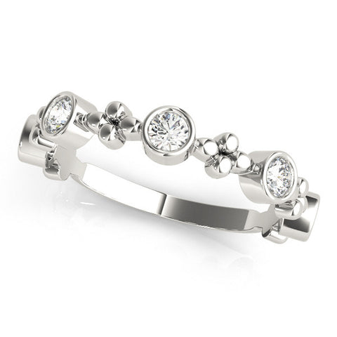 Platinum Bezel Set Round Diamond Floral Eternity Band 1