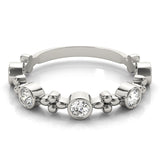 Platinum Bezel Set Round Diamond Floral Eternity Band 2