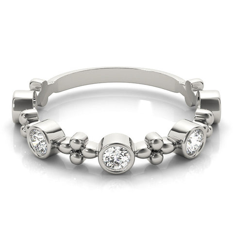 Platinum Bezel Set Round Diamond Floral Eternity Band 2