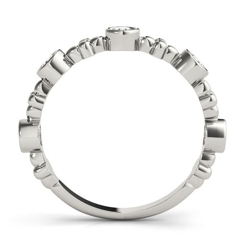Platinum Bezel Set Round Diamond Floral Eternity Band