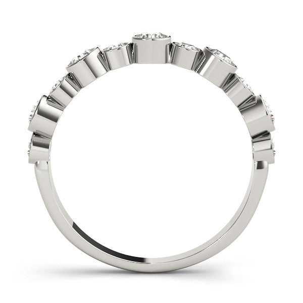 Platinum Bezel Set Round Diamond Half Eternity Band 1