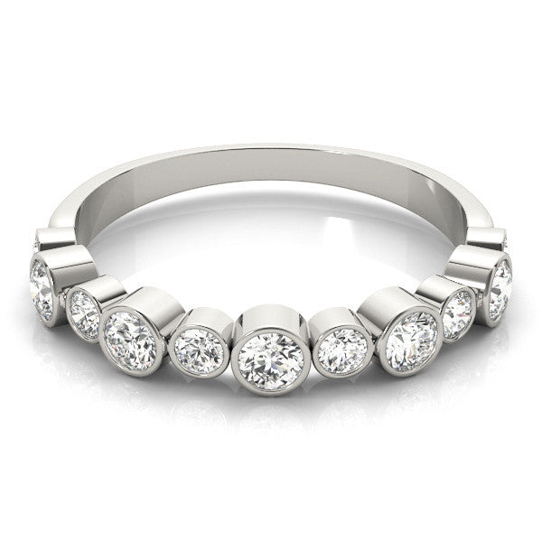 Platinum Bezel Set Round Diamond Half Eternity Band