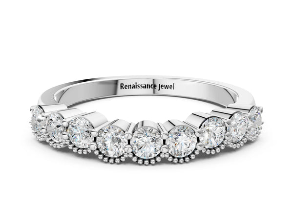 Platinum Bezel-Set Round Diamond Half Eternity Band