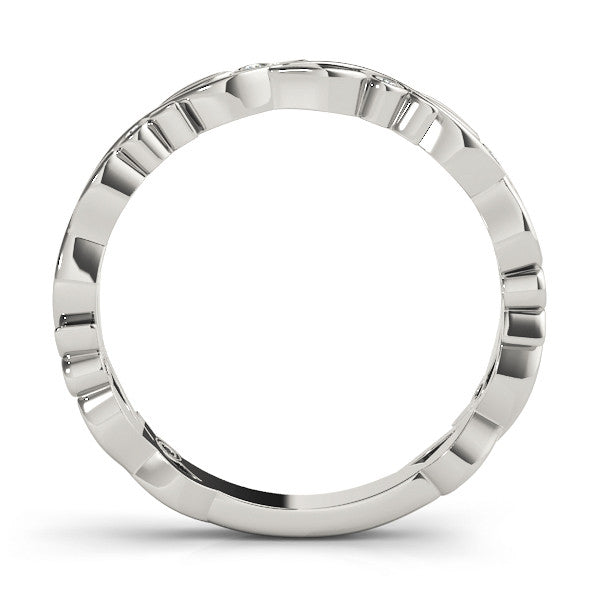 Platinum Bezel Set Round Diamond Leaf Eternity Band