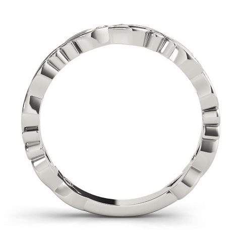 Platinum Bezel Set Round Diamond Leaf Eternity Band