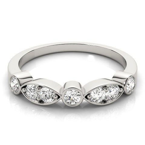 Platinum Bezel Set Round Diamond Marquise Band 2