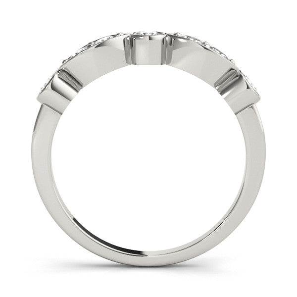 Platinum Bezel Set Round Diamond Marquise Band