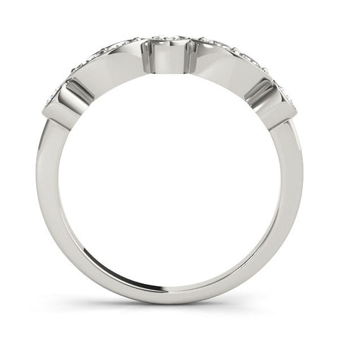 Platinum Bezel Set Round Diamond Marquise Band