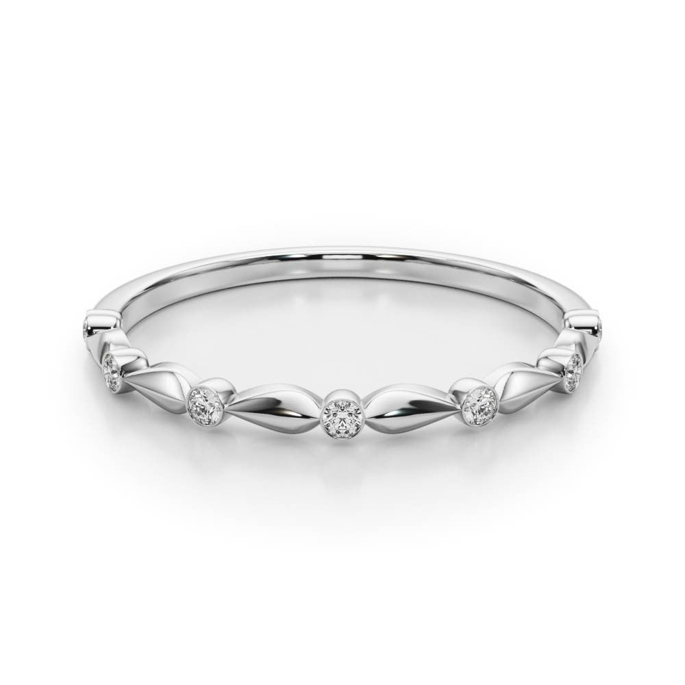 Platinum Bezel-Set Round Diamond Marquise Eternity Band 2