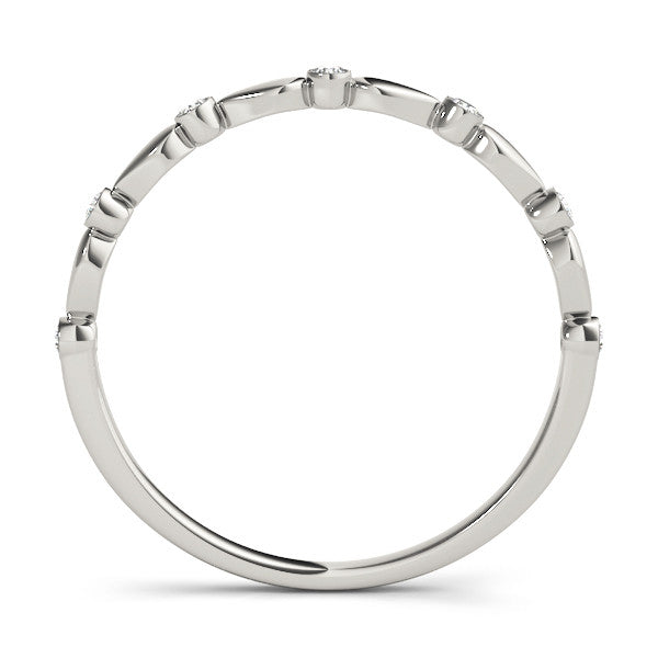 Platinum Bezel-Set Round Diamond Marquise Eternity Band