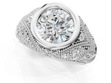 Platinum Bezel Set Round Diamond Milgrain Band Ring_75