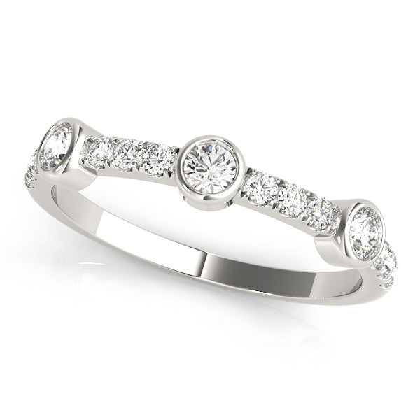 Platinum Bezel Set Round Diamond Pavé Band 1