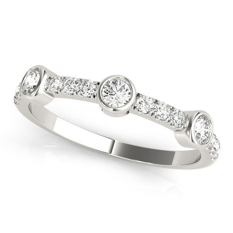Platinum Bezel Set Round Diamond Pavé Band 1