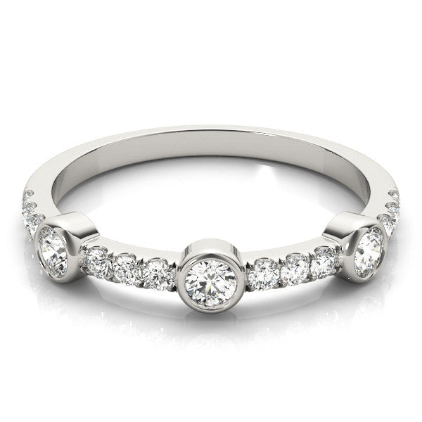 Platinum Bezel Set Round Diamond Pavé Band 2