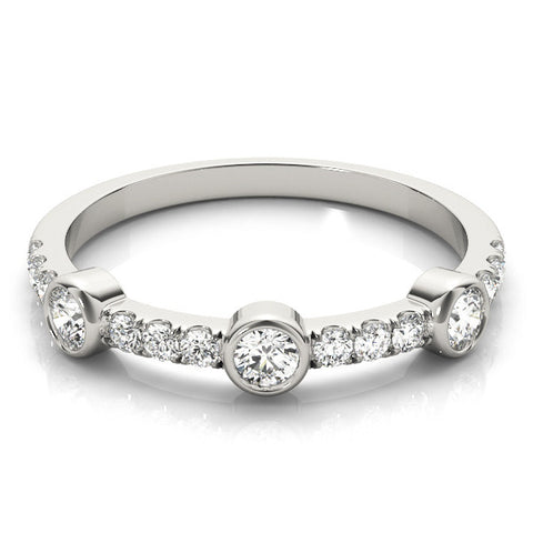 Platinum Bezel Set Round Diamond Pavé Band 2