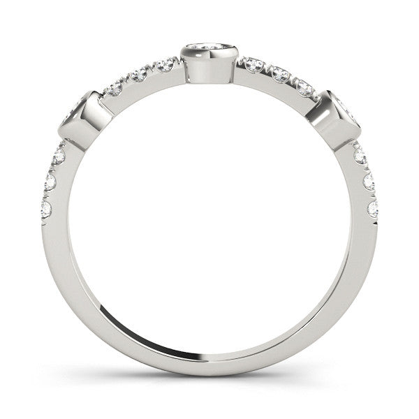Platinum Bezel Set Round Diamond Pavé Band