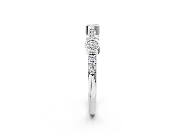 Platinum Bezel Set Round Diamond Pavé Band