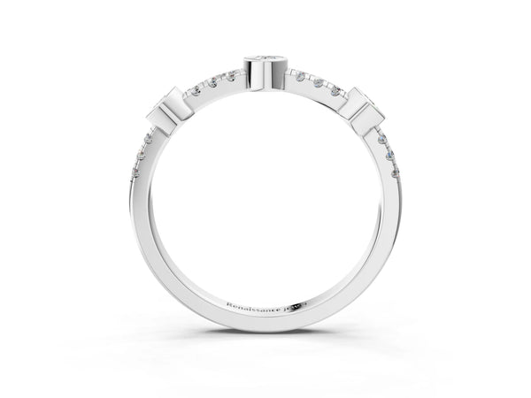 Platinum Bezel Set Round Diamond Pavé Band