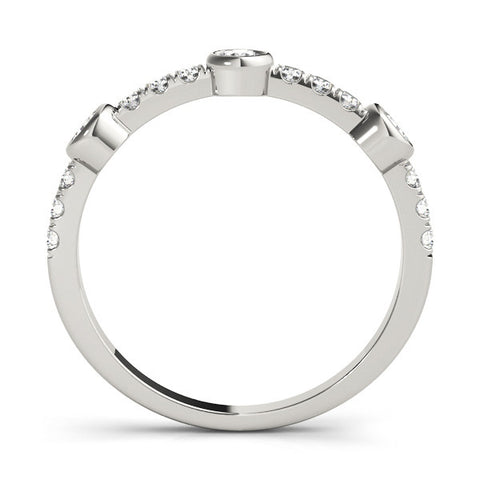 Platinum Bezel Set Round Diamond Pavé Band