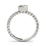 Platinum Bezel Set Round Solitaire Beaded Band Ring 2