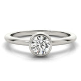 Platinum Bezel Set Round Solitaire Engagement Ring with Classic Band 1