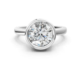 Platinum Bezel Set Round Solitaire Engagement Ring with Classic Band_74