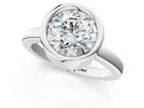Platinum Bezel Set Round Solitaire Engagement Ring with Classic Band_75