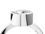 Platinum Bezel Set Round Solitaire Engagement Ring with Classic Band_78