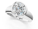 Platinum Bezel Set Round Solitaire Ring with Wide Band 2