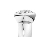 Platinum Bezel Set Round Solitaire Ring with Wide Band