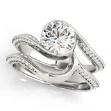 Platinum Bezel Set Round Solitaire Twist Band Engagement Ring 1
