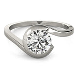 Platinum Bezel Set Round Solitaire Twist Band Ring 2