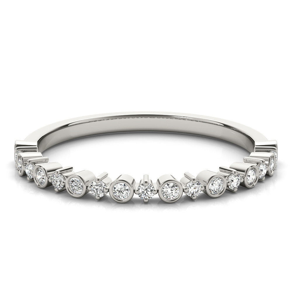 Platinum Bezel and Prong Set Round Diamond Half Eternity Band 2