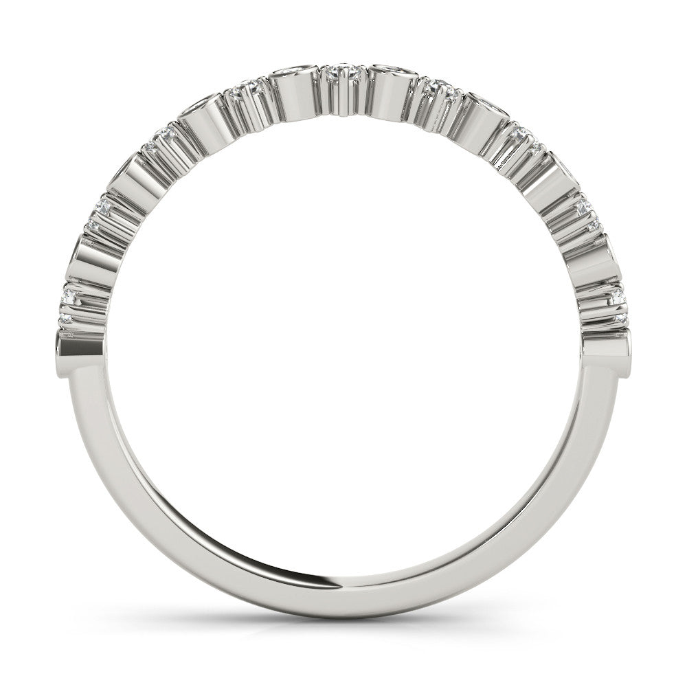 Platinum Bezel and Prong Set Round Diamond Half Eternity Band